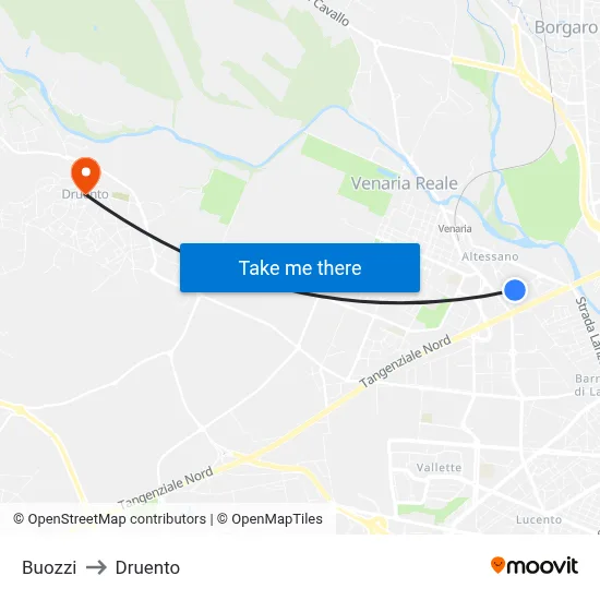 Buozzi to Druento map