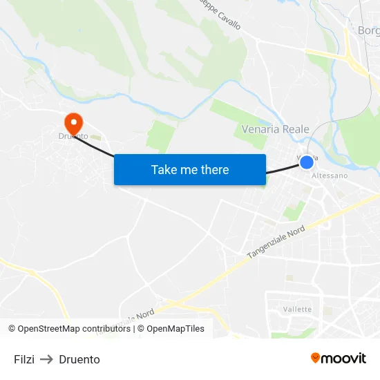 Filzi to Druento map