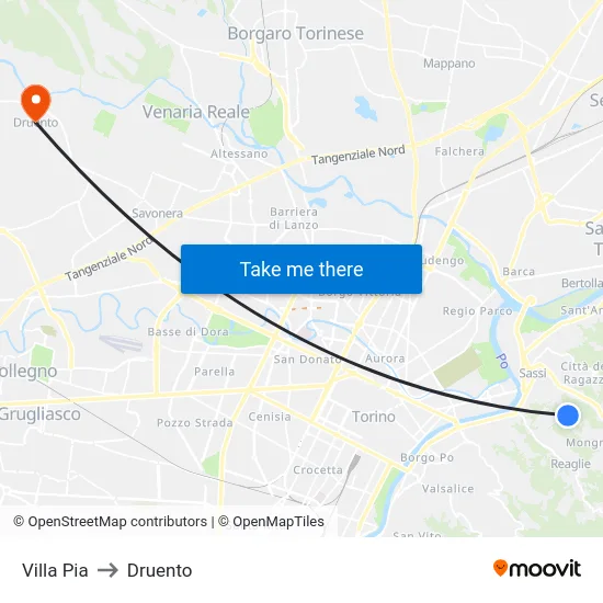 Villa Pia to Druento map