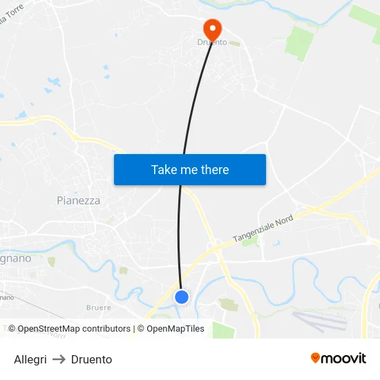 Allegri to Druento map