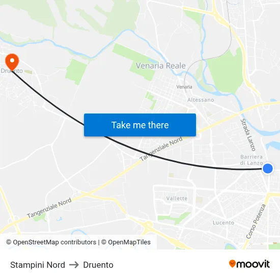 Stampini North to Druento map