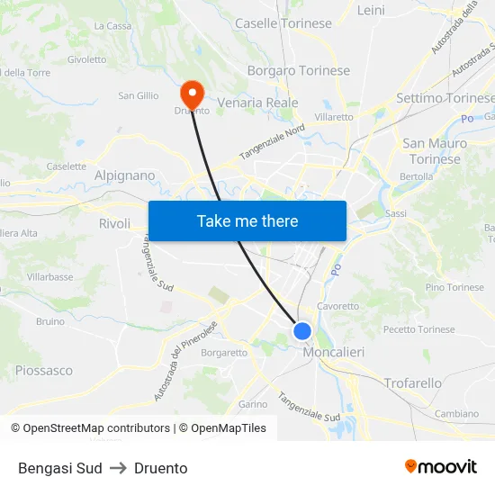 Bengasi South to Druento map