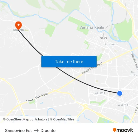 Sansovino Est to Druento map