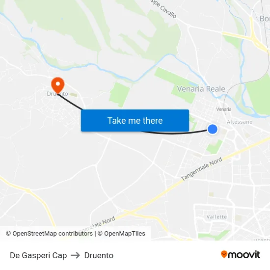 De Gasperi Cap to Druento map