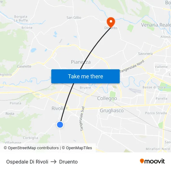 Ospedale Di Rivoli to Druento map