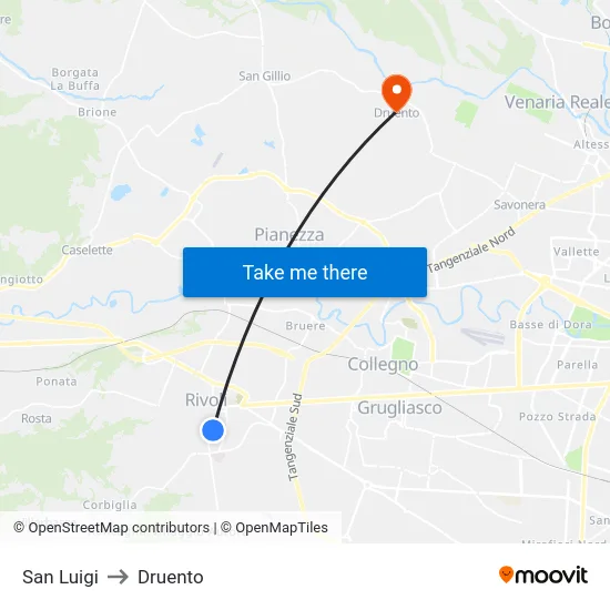 San Luigi to Druento map