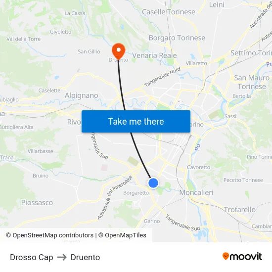 Drosso Terminal to Druento map