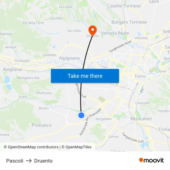 Pascoli to Druento map