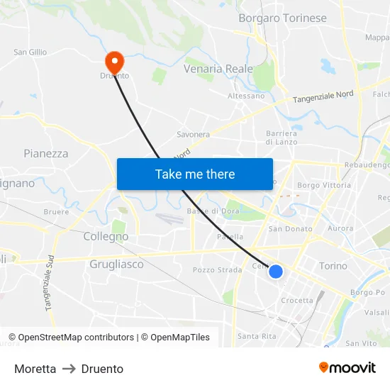 Moretta to Druento map