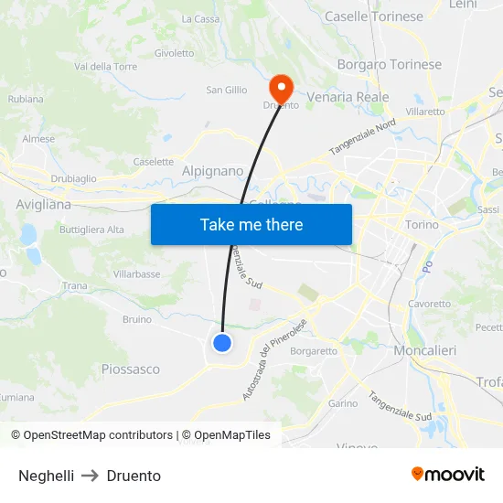 Neghelli to Druento map