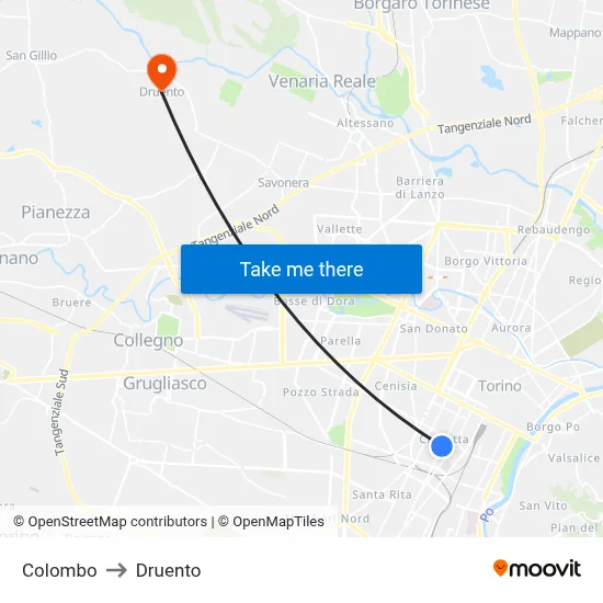 Colombo to Druento map