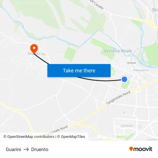 Guarini to Druento map