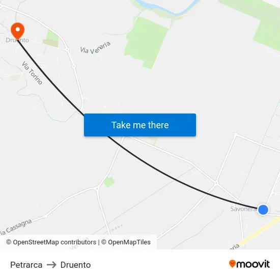 Petrarca to Druento map