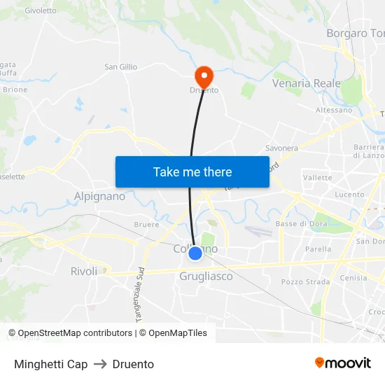 Minghetti Terminal to Druento map