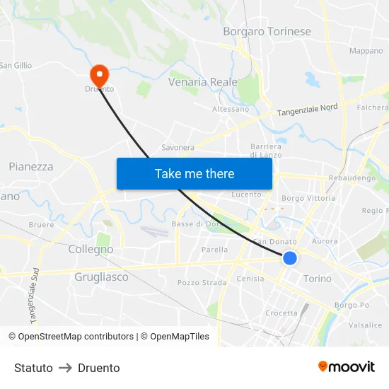 Statuto to Druento map