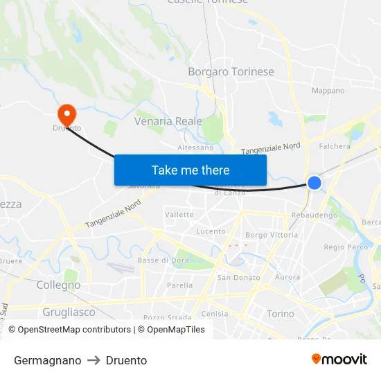 Germagnano to Druento map