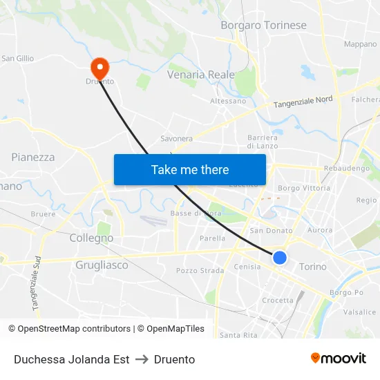 Duchessa Jolanda East to Druento map