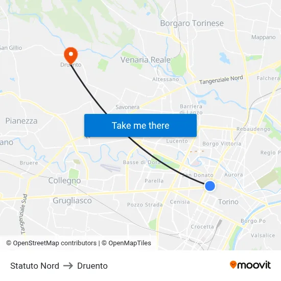 Statuto North to Druento map