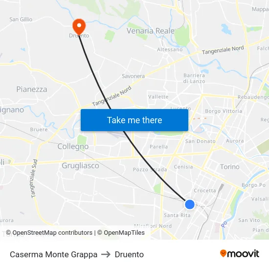 Caserma Monte Grappa to Druento map