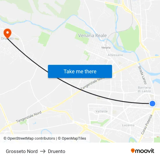 Grosseto Nord to Druento map