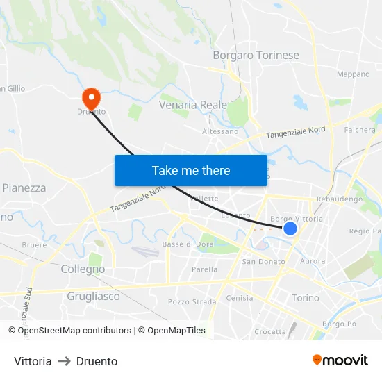 Vittoria to Druento map