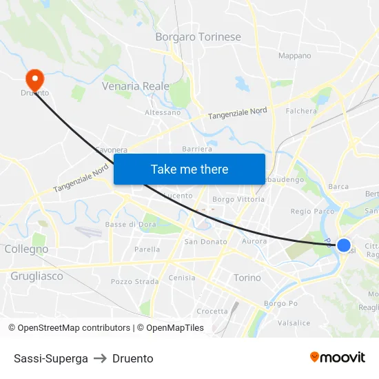 Sassi-Superga to Druento map