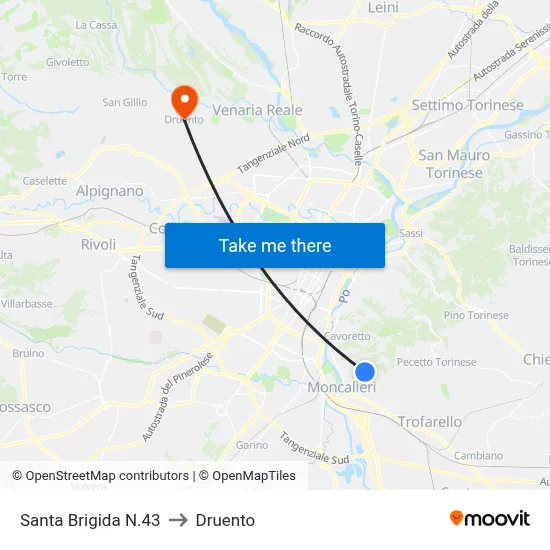Santa Brigida No.43 to Druento map