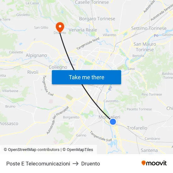 Post and Telecommunications to Druento map