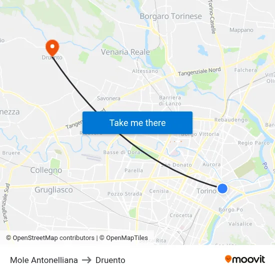Mole Antonelliana to Druento map