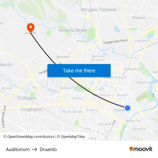 Auditorium to Druento map