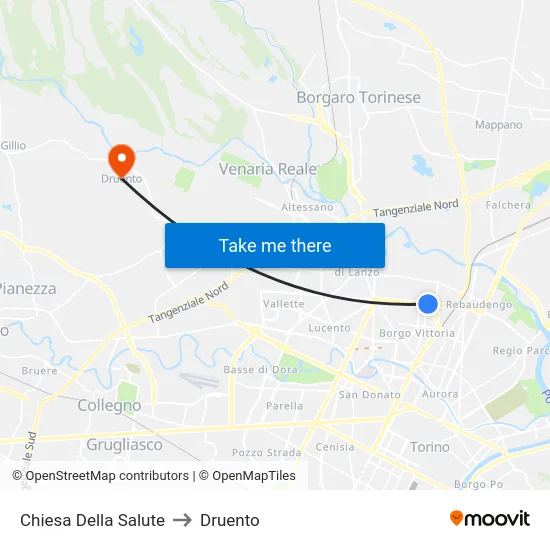 Chiesa Della Salute to Druento map