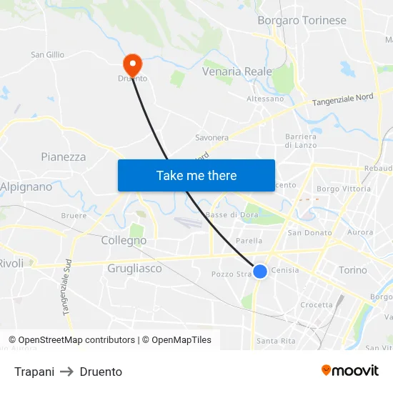 Trapani to Druento map