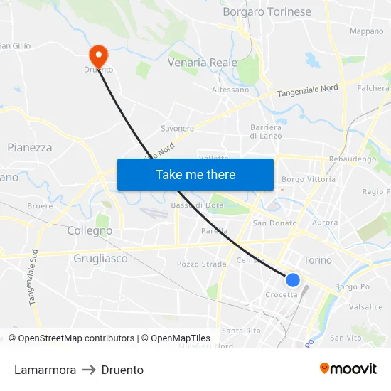 Lamarmora to Druento map