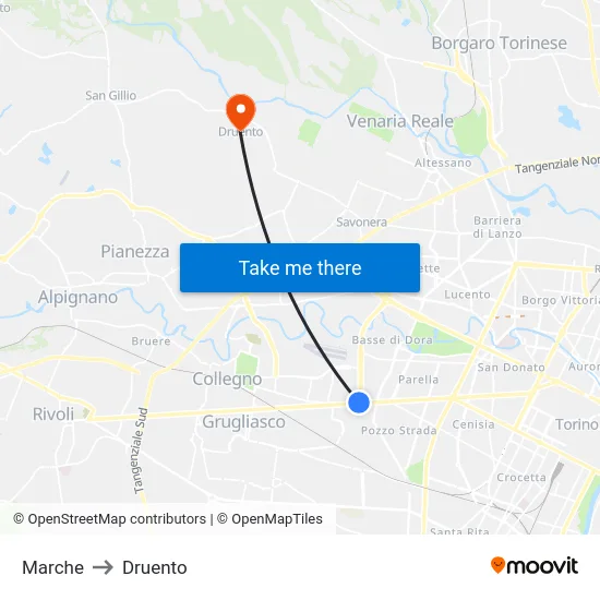 Marche to Druento map