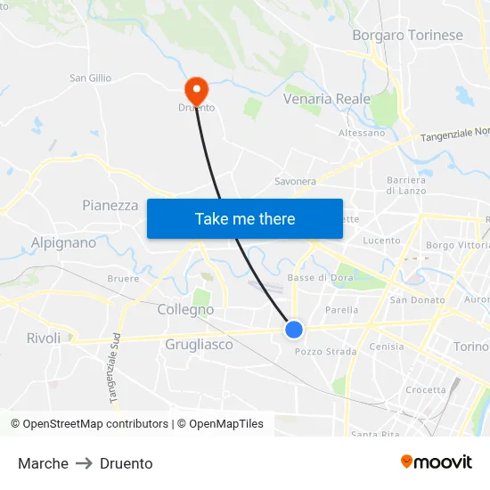 Marche to Druento map