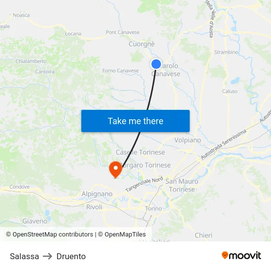 Salassa to Druento map