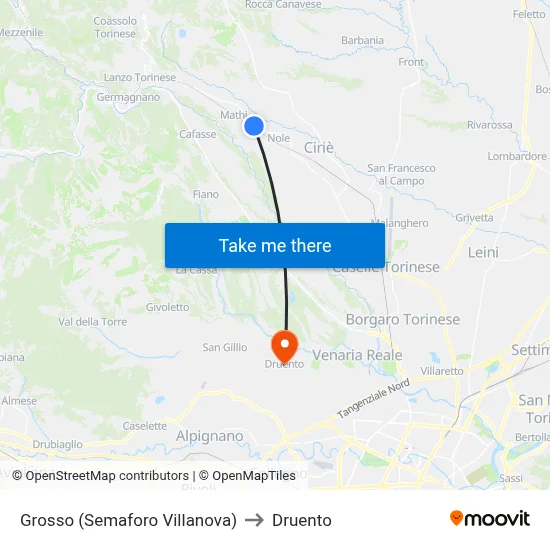 Grosso (Villanova Traffic Light) to Druento map