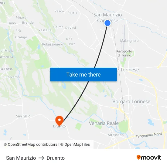 San Maurizio to Druento map
