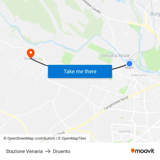 Venaria Station to Druento map