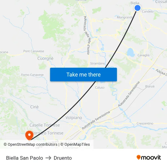Biella San Paolo to Druento map