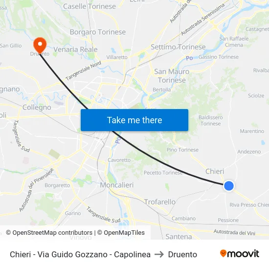 Chieri - Via Guido Gozzano - Capolinea to Druento map