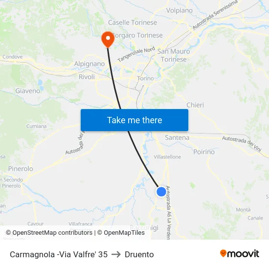 Carmagnola -Via Valfre'  35 to Druento map