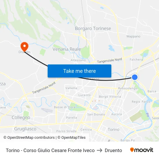 Torino - Corso Giulio Cesare Fronte Iveco to Druento map