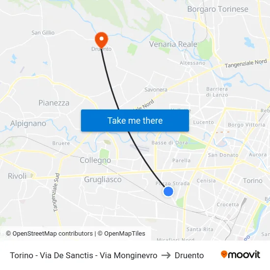 Torino - Via De Sanctis - Via Monginevro to Druento map