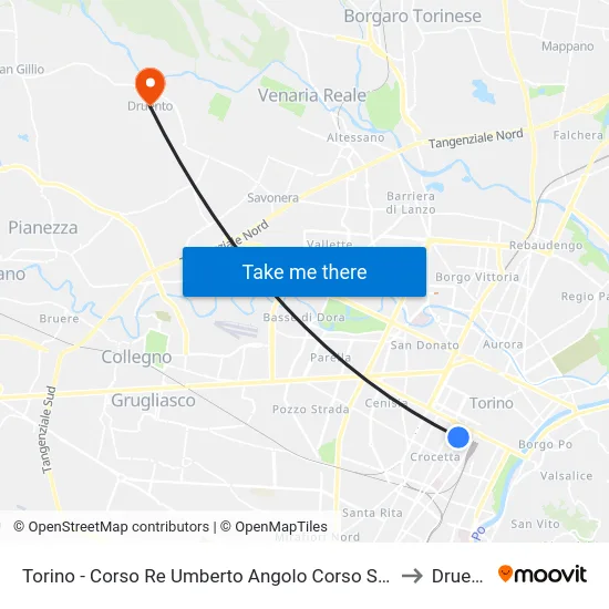 Torino - Corso Re Umberto Angolo Corso Stati Uniti to Druento map