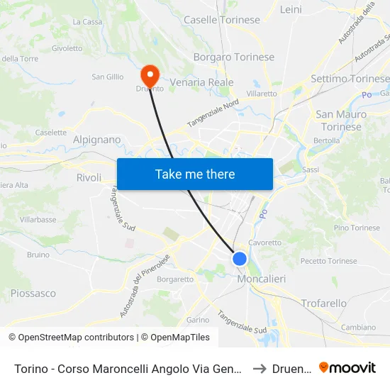 Torino - Corso Maroncelli Angolo Via Genova to Druento map