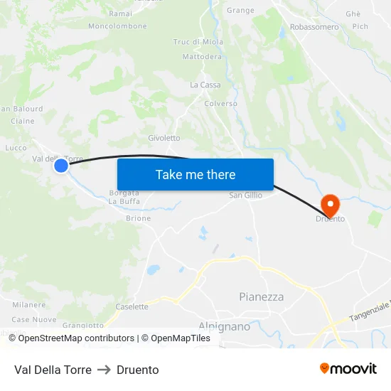 Val Della Torre to Druento map