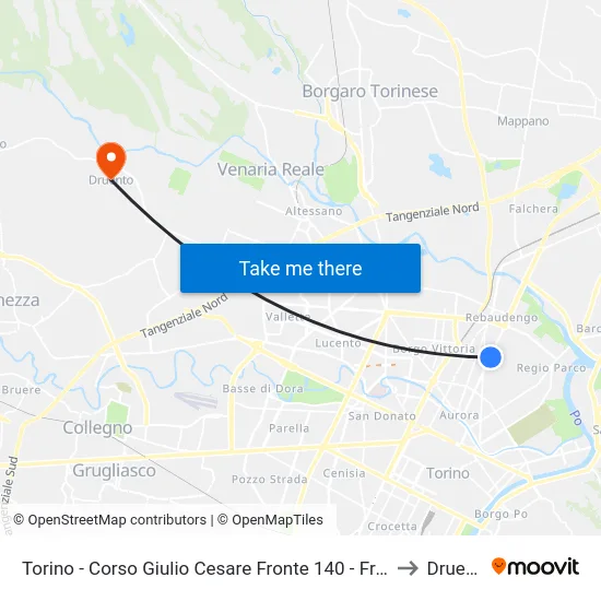 Torino - Corso Giulio Cesare Fronte 140 - Fronte 149 to Druento map