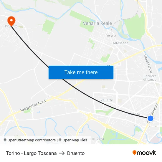 Torino - Largo Toscana to Druento map