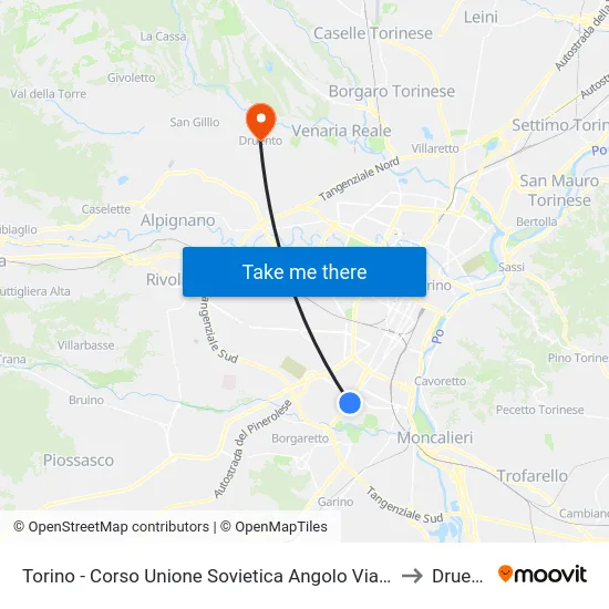 Torino - Corso Unione Sovietica Angolo Via Barbera to Druento map
